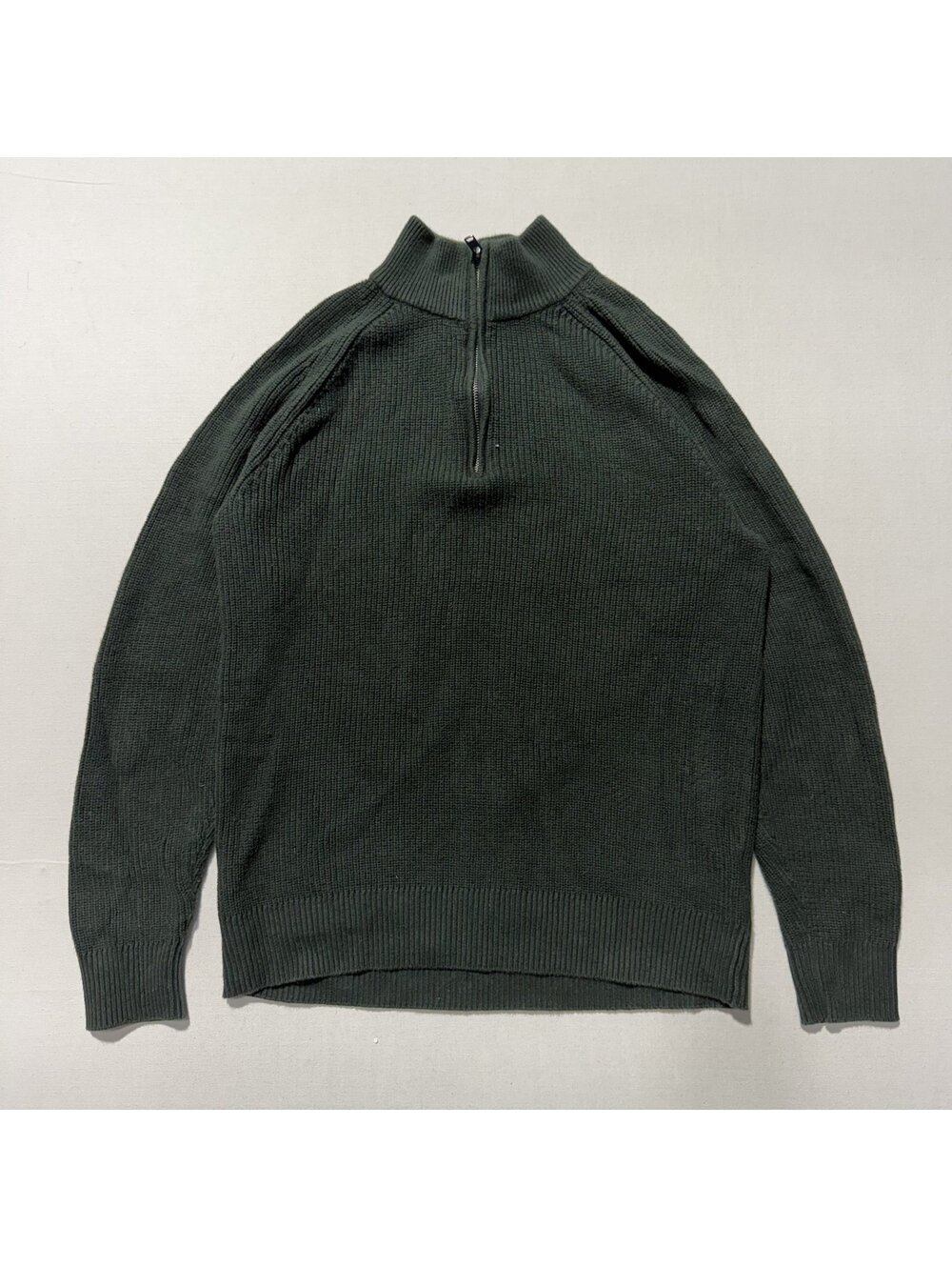Gap Dark Green Quarter Zip Knit Sweater Chunky Ribbed